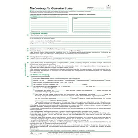 Mietvertrag Gewerberaum RNK 598 A4 5BL