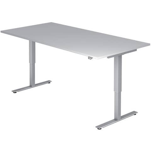 Sitz-Steh-Schreibtisch mit T-Fuß - 180 x 72-119 x 80 cm, elektr. höhenverstellbar, Grau