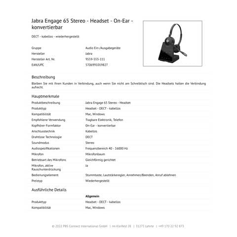 Jabra Engage 65 Stereo Headset JABRA 9559-553-111/179831