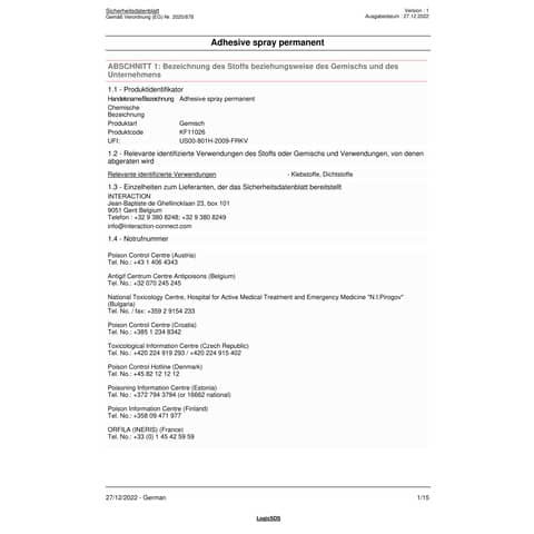 Sprühkleber 400ml farblos Q-CONNECT KF11026 permanent