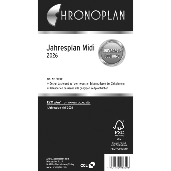 Jahresplan Midi 2026 CHRONOPLAN 50506