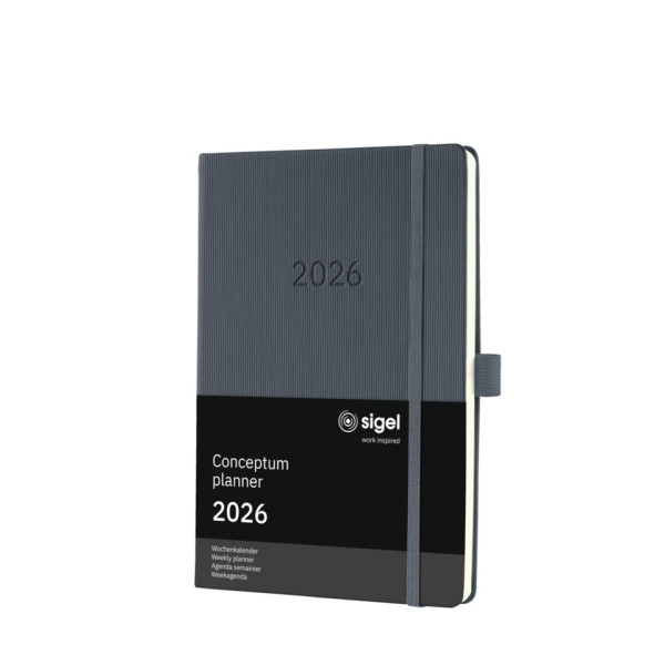 Buchkalender A5 2026 dunkelgrau SIGEL C2666 Conceptum Hardcover Woche