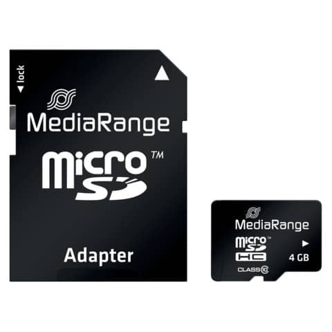 Speicherkarte MicroSDHC 4GB MEDIARANGE MR956 Class10